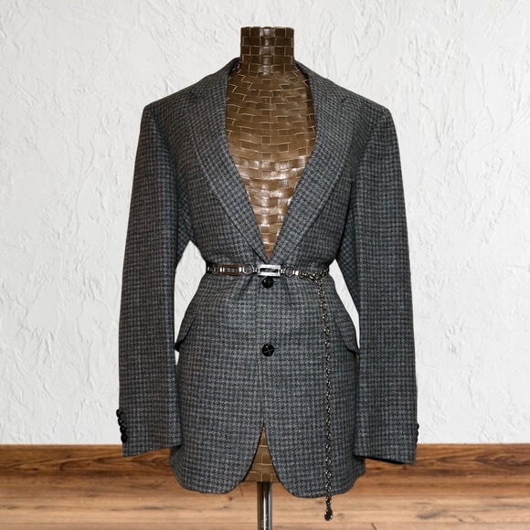 Vintage Samuelsohn Grey Tweed Houndstooth Blazer - Picture 1 of 17